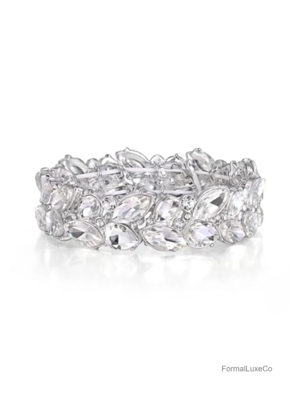 Marquise Rhinestone Stretch Bracelet Bridal Wedding Jewelry Crystal Art Deco